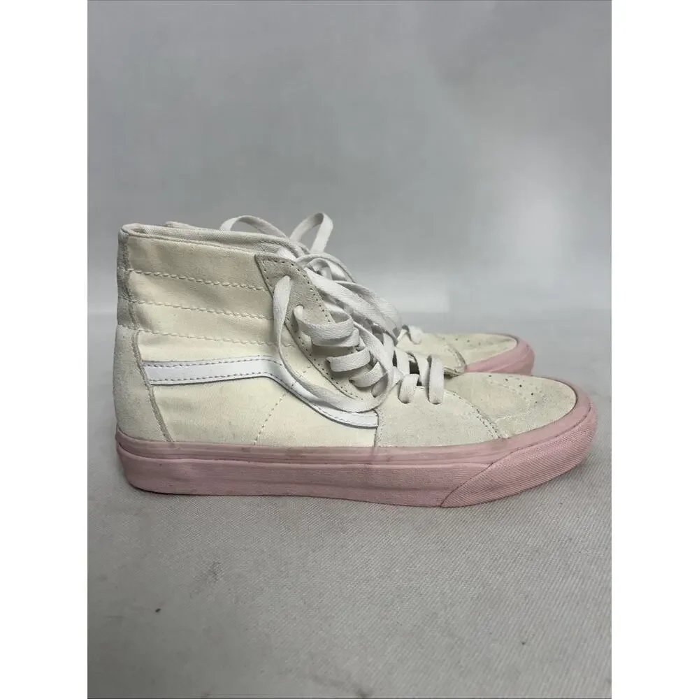 Vans Sk8-Hi Skate Cream/Pink Tapered Suede Sneaker Women 8.5 - Picture 6 of 10